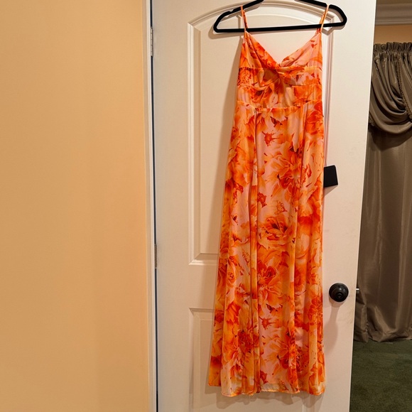 Lulus Dresses & Skirts - Lulu's Vibrant Orange Floral Maxi Dress